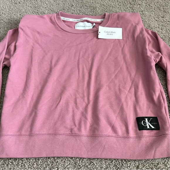 Calvin Klein Jeans Sweatshirt Womens Size XS Padded Shoulders Mauve Pink - Picture 6 of 11